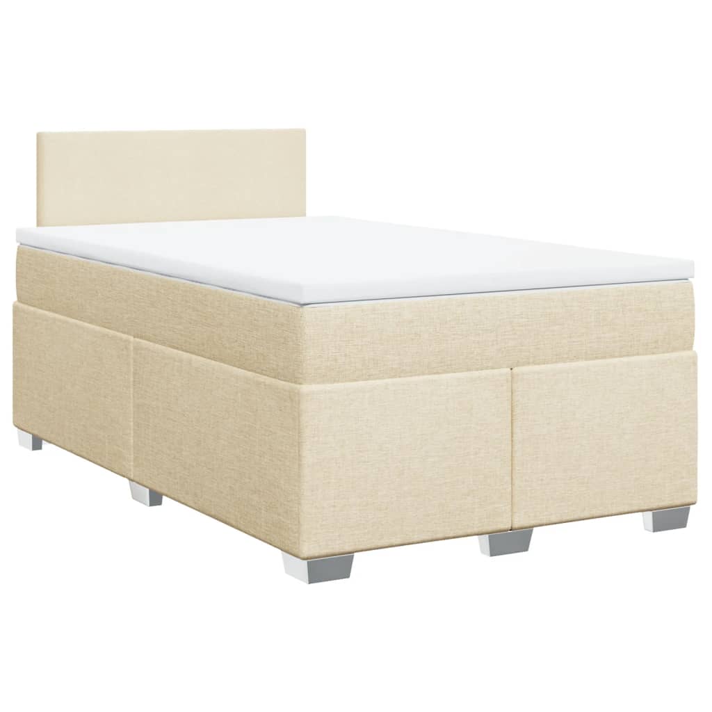 Bed slatted base with mattress Cream 120x200 cm Fabric