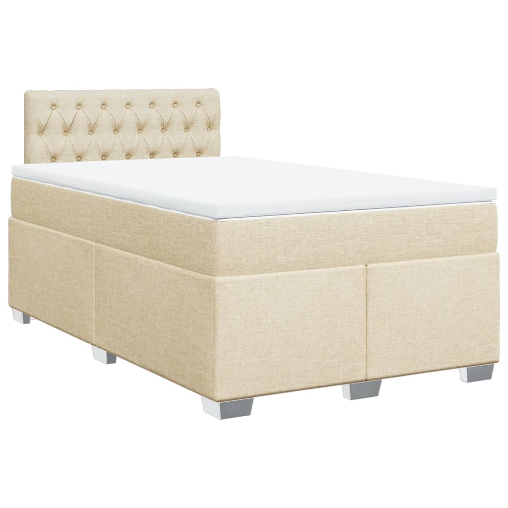 Bed slatted base with mattress Cream 120x200 cm Fabric