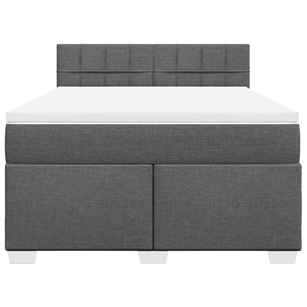 Sommier à lattes de lit avec matelas Gris foncé 140x190cm Tissu