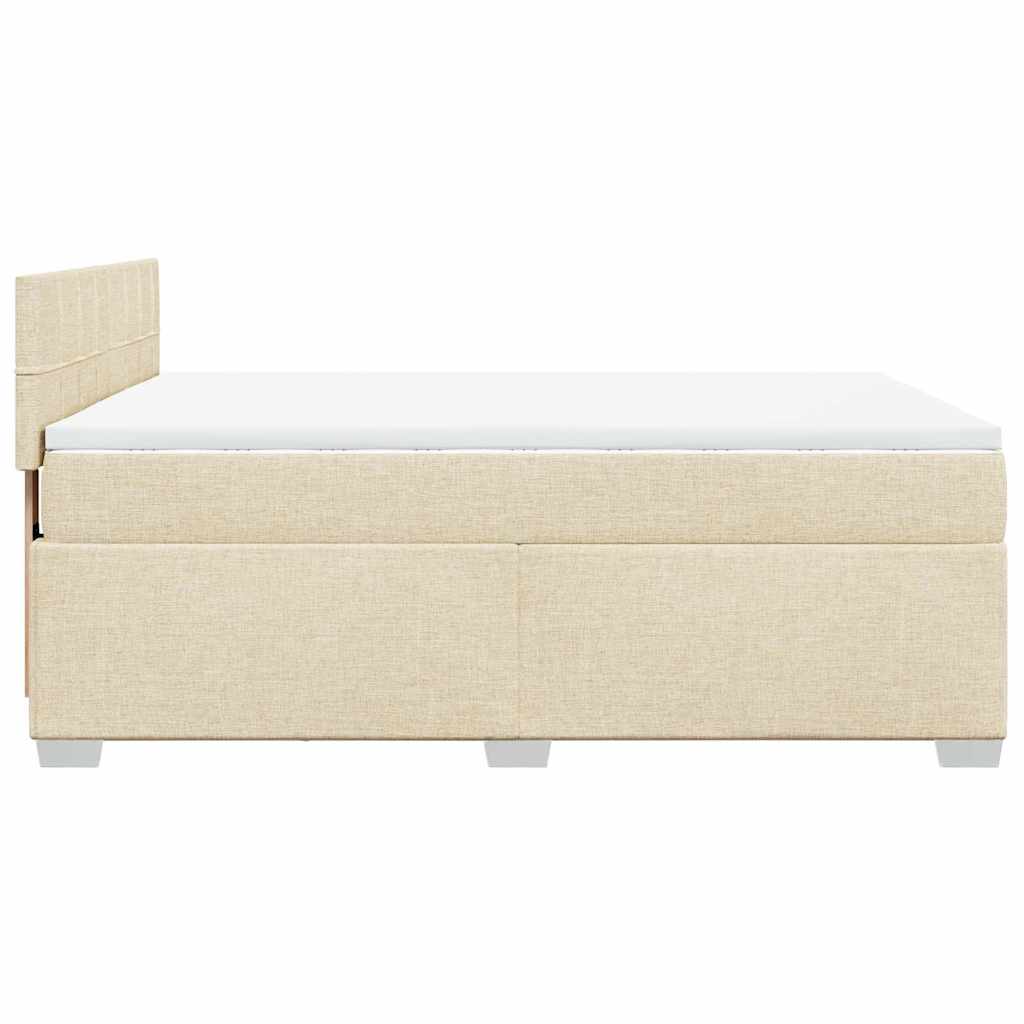 Bed slatted base with mattress Cream 140x190 cm Fabric