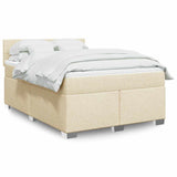 Bed slatted base with mattress Cream 140x190 cm Fabric