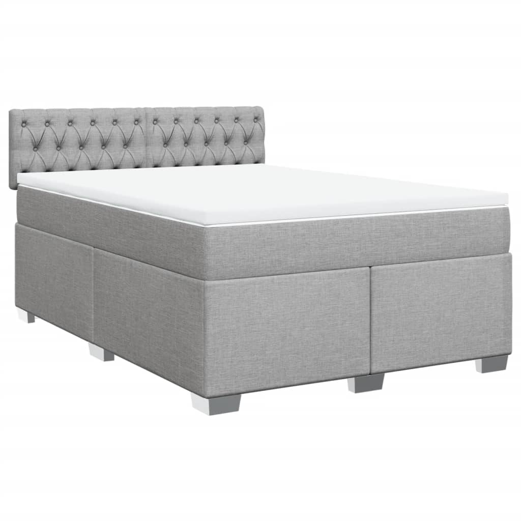 Sommier à lattes de lit avec matelas Gris clair 140x190cm Tissu