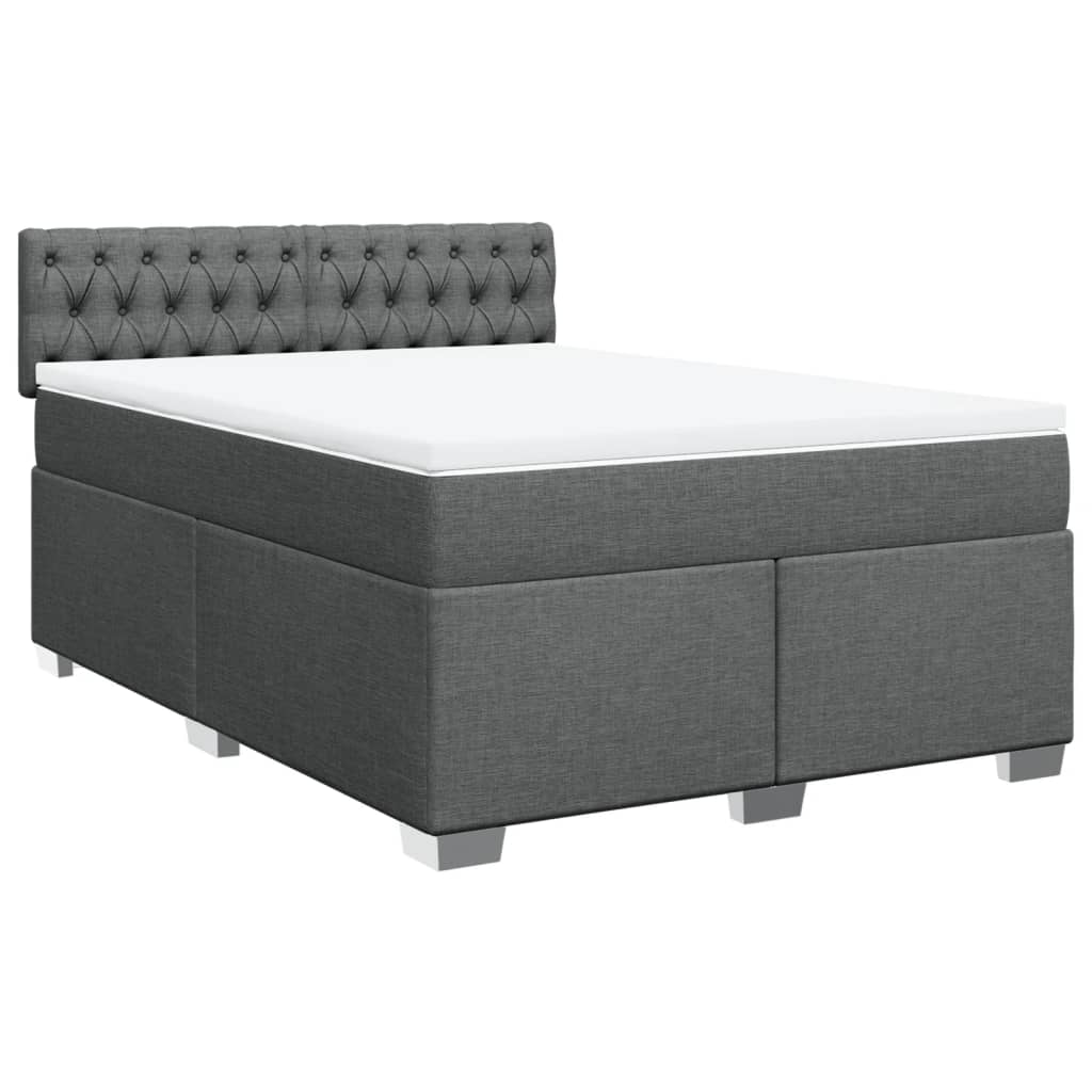 Sommier à lattes de lit avec matelas Gris foncé 140x190cm Tissu