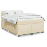 Bed slatted base with mattress Cream 140x190 cm Fabric