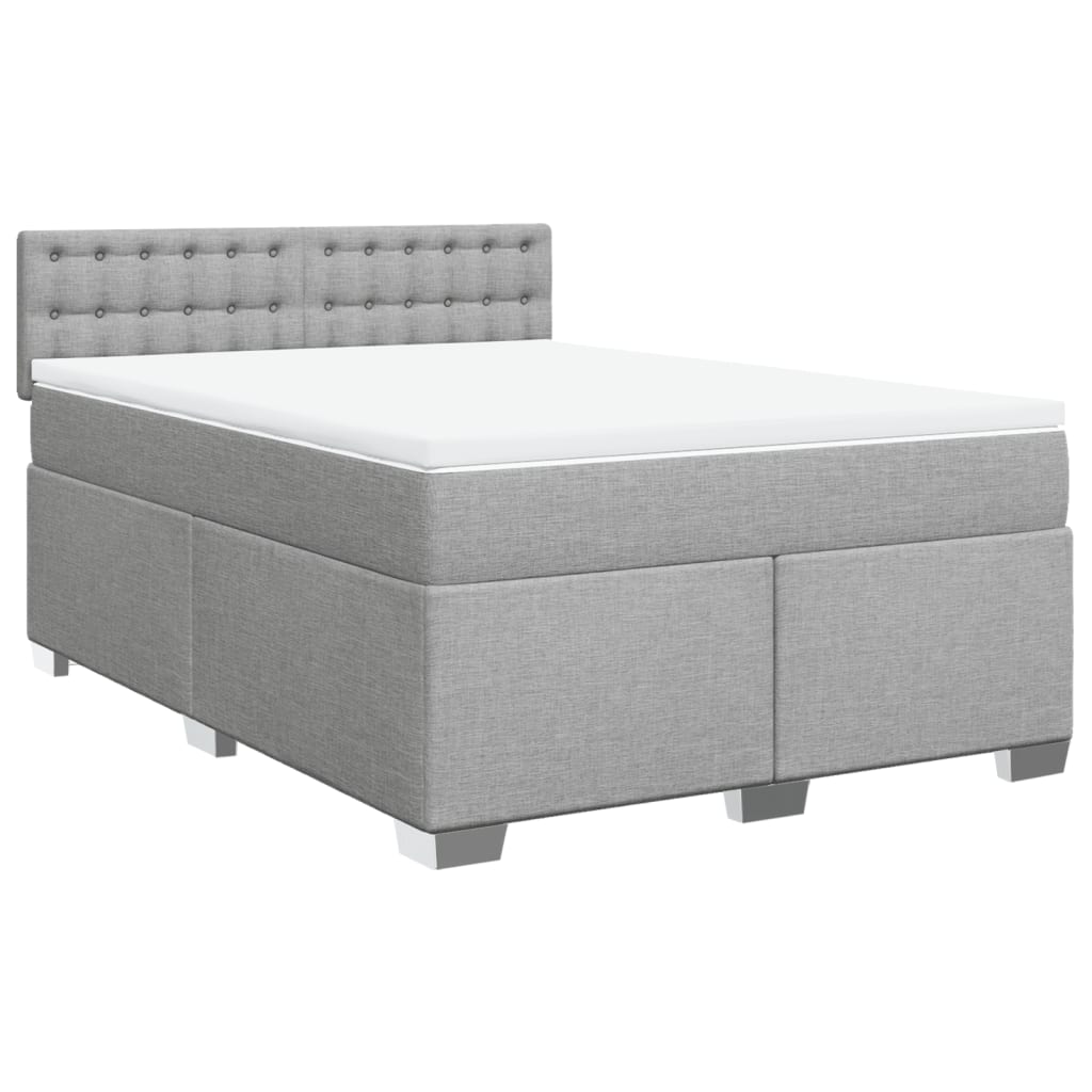 Sommier à lattes de lit avec matelas Gris clair 140x190cm Tissu