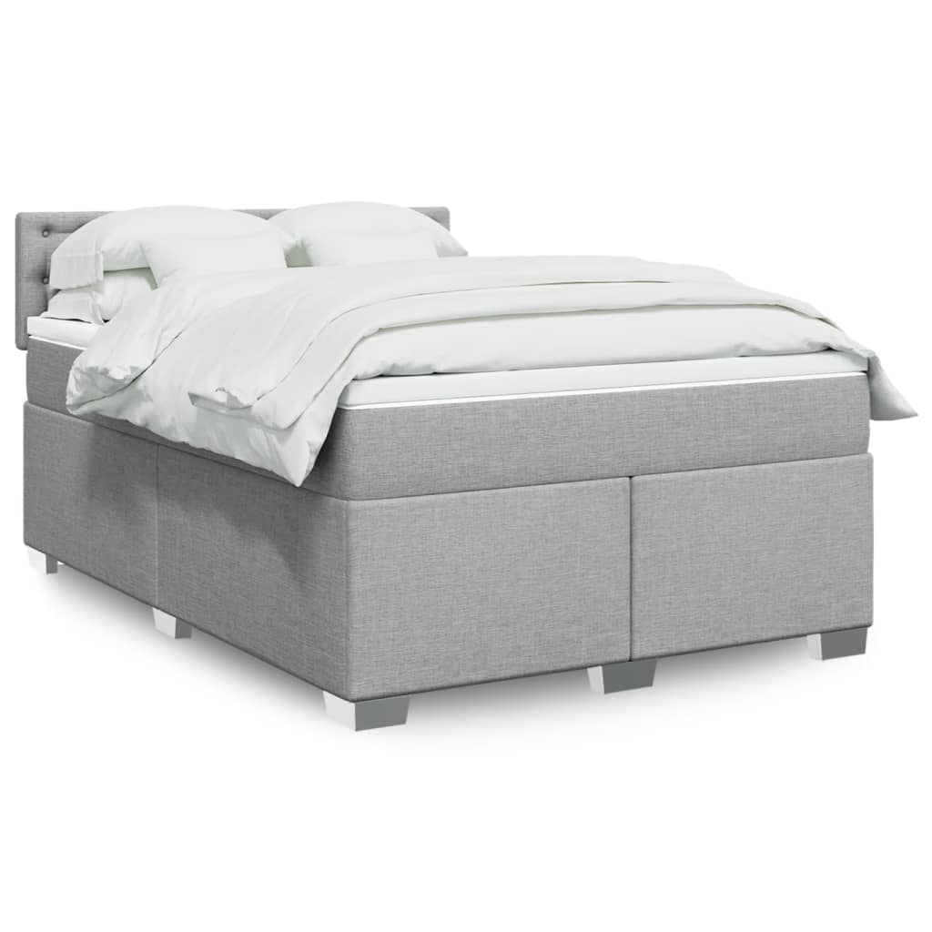 Sommier à lattes de lit avec matelas Gris clair 140x190cm Tissu