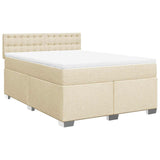 Bed slatted base with mattress Cream 140x190 cm Fabric