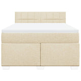 Bed slatted base with mattress Cream 140x200 cm Fabric