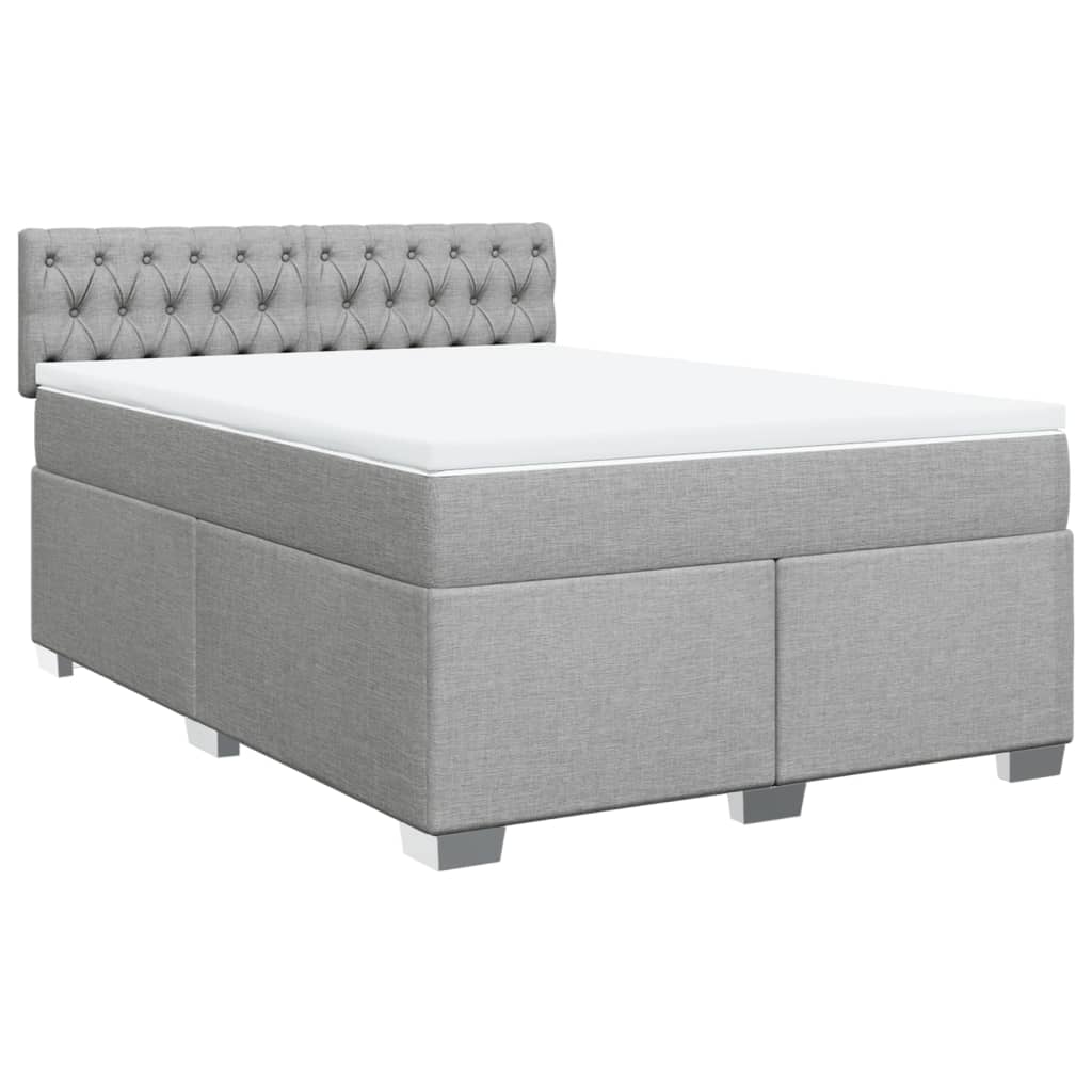 Sommier à lattes de lit avec matelas Gris clair 140x200cm Tissu