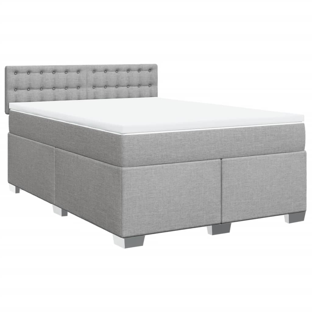 Sommier à lattes de lit avec matelas Gris clair 140x200cm Tissu