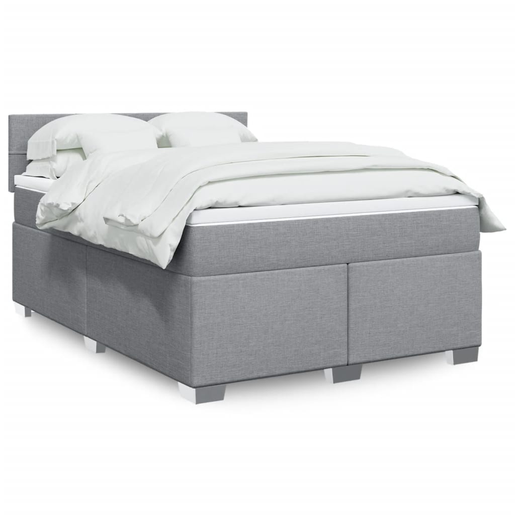 Slatted bed base with mattress Light grey 160x200cm Fabric