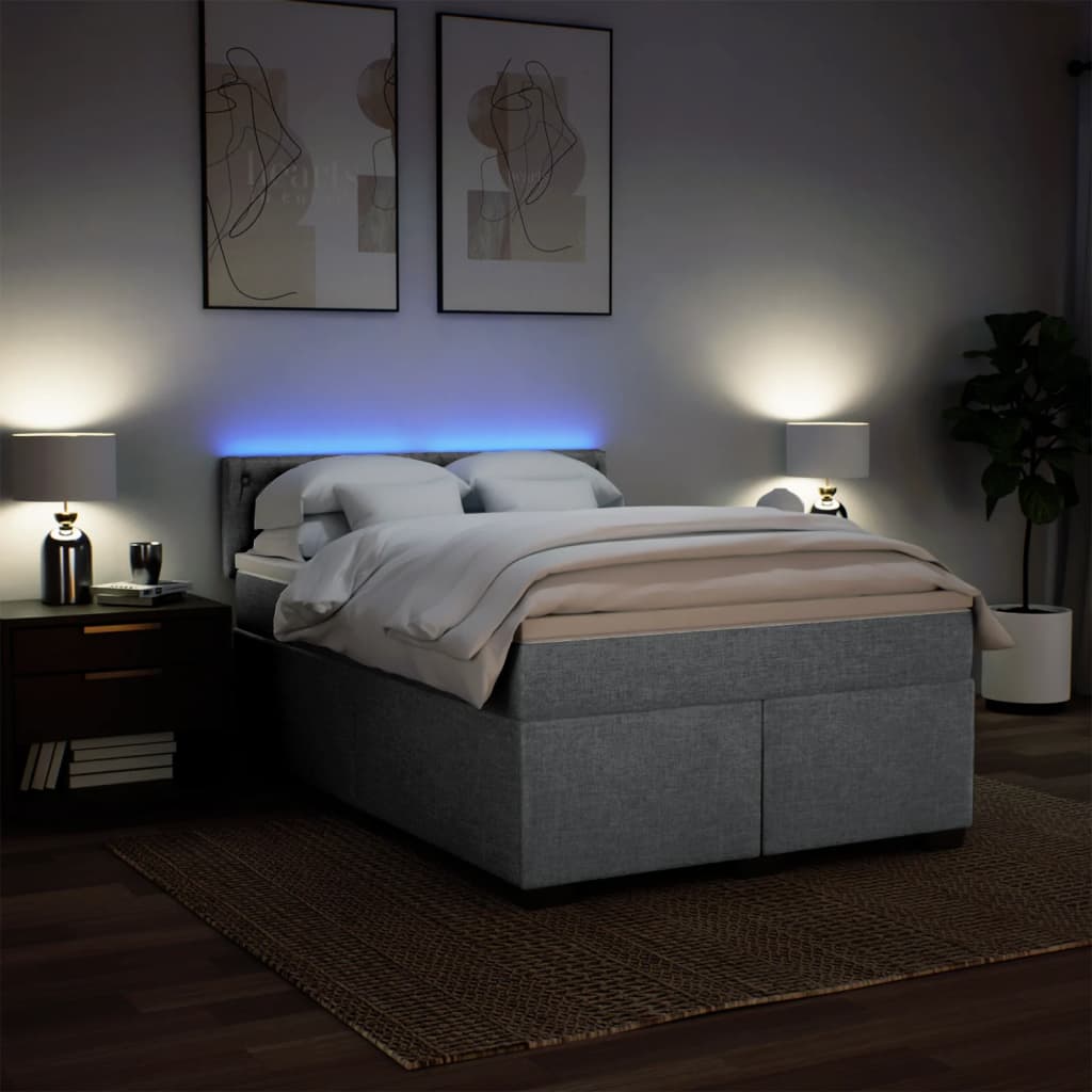 Slatted bed base with mattress Light grey 160x200cm Fabric