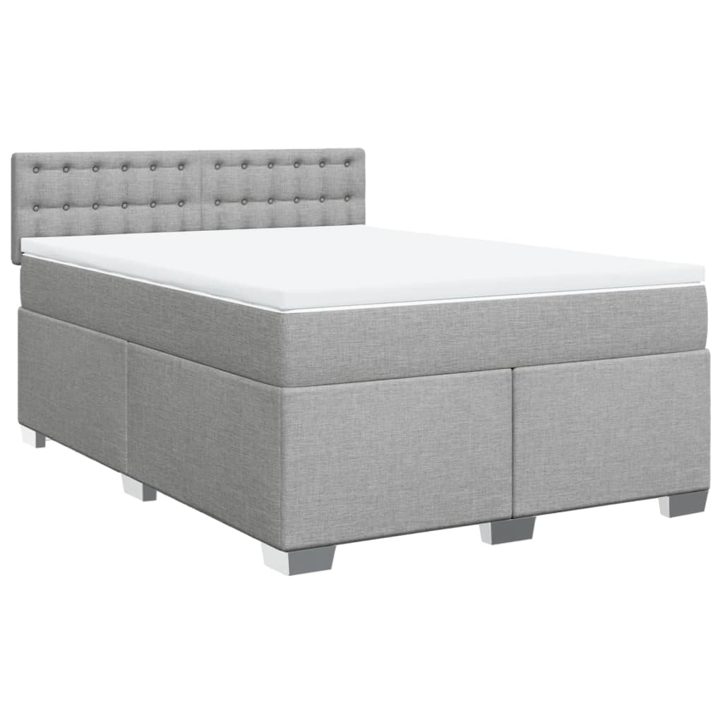 Sommier à lattes de lit avec matelas Gris clair 160x200cm Tissu