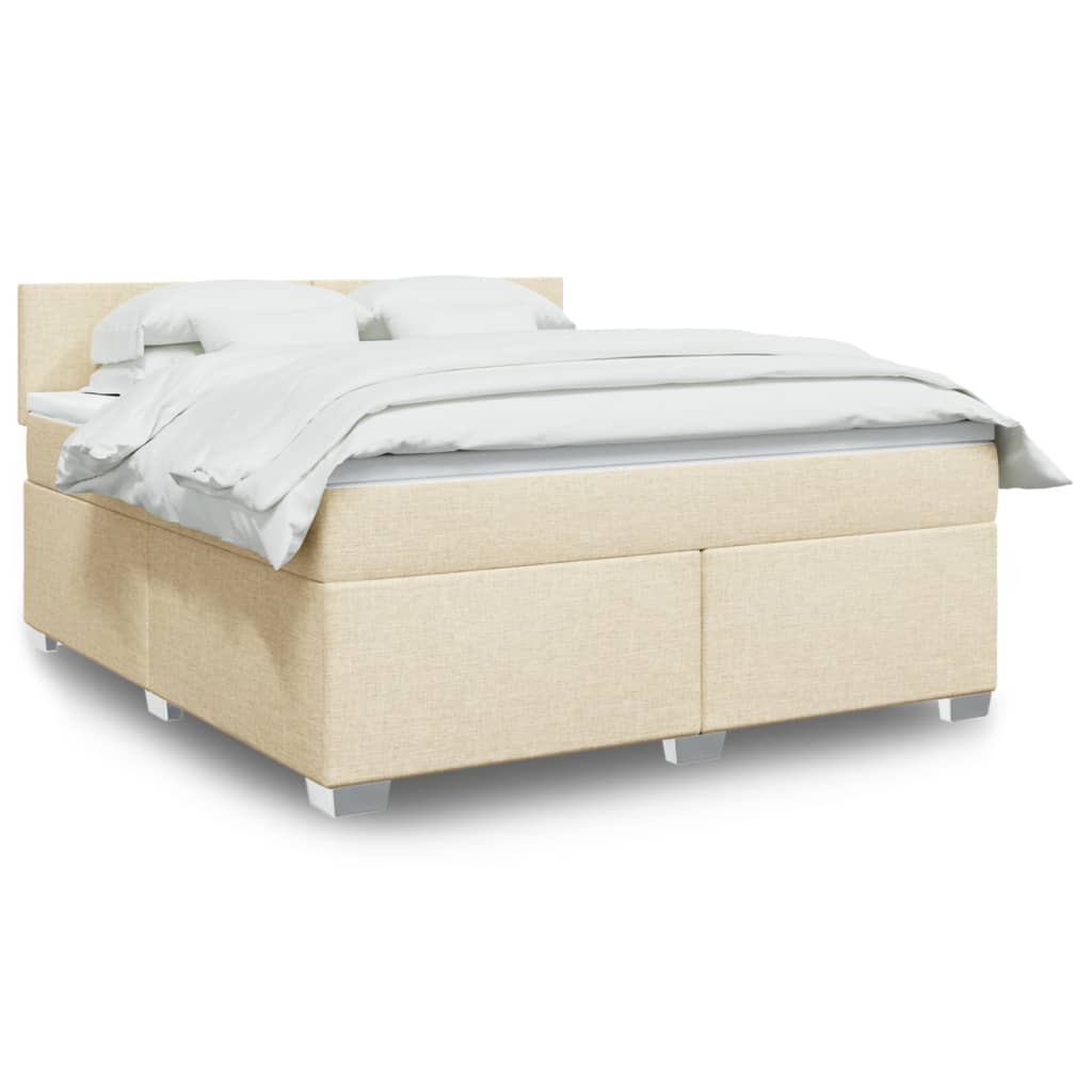 Bed slatted base with mattress Cream 180x200 cm Fabric