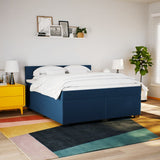 Slatted bed base with mattress Blue 180x200 cm Fabric