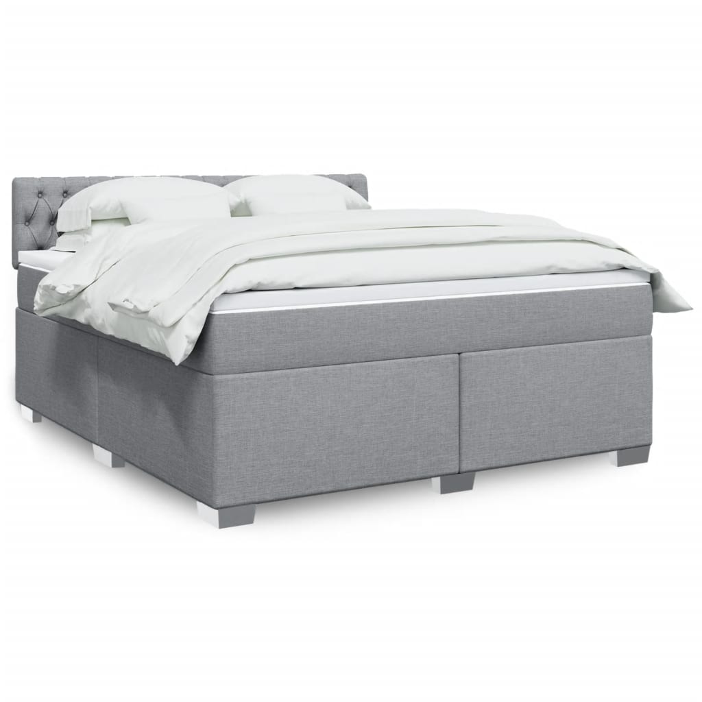 Slatted bed base with mattress Light grey 180x200cm Fabric