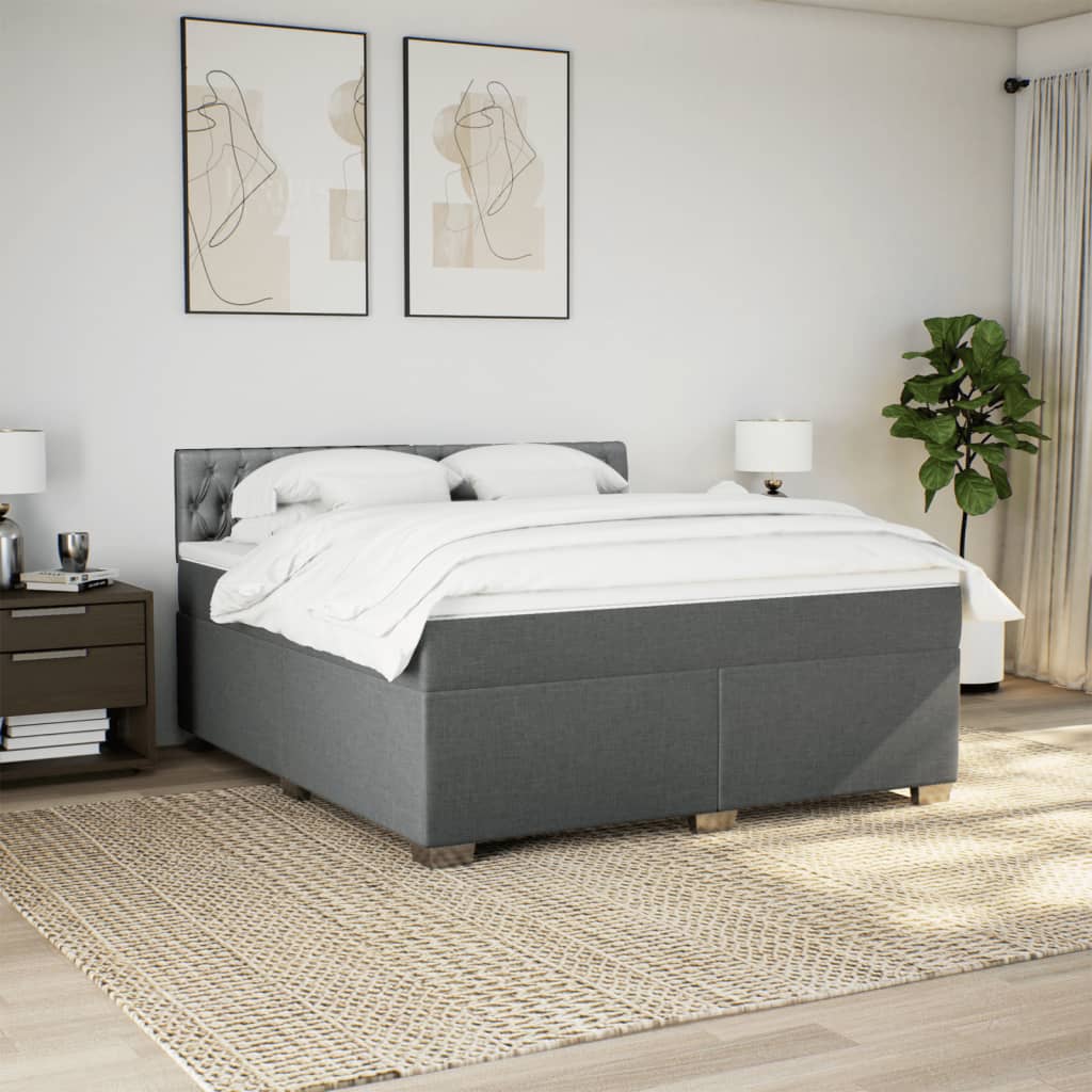 Slatted bed base with mattress Dark grey 180x200cm Fabric