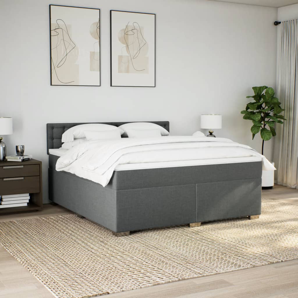 Slatted bed base with mattress Dark grey 180x200cm Fabric