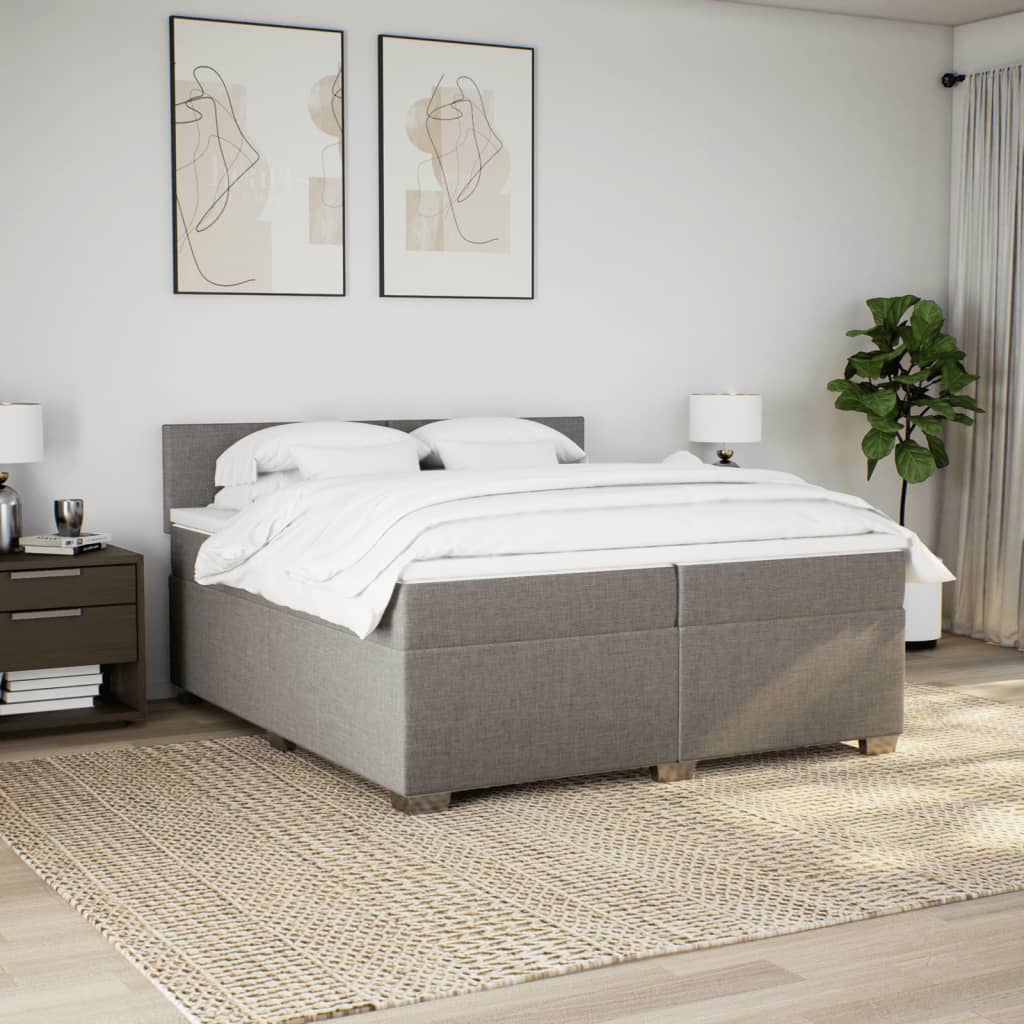 Sommier à lattes de lit avec matelas Taupe 200x200 cm Tissu