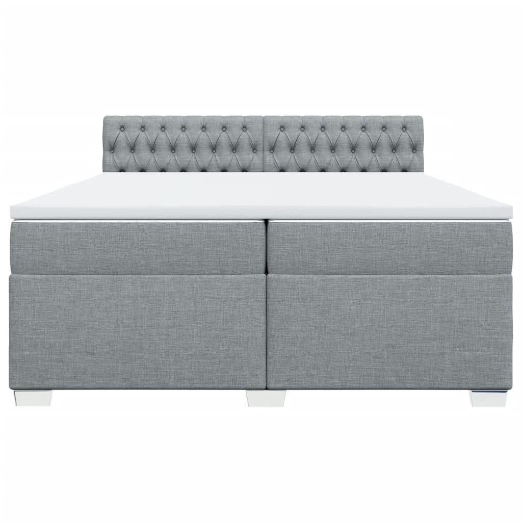 Sommier à lattes de lit avec matelas Gris clair 200x200cm Tissu