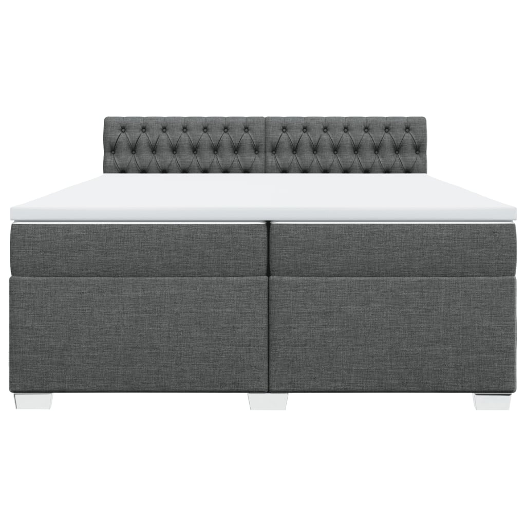 Sommier à lattes de lit avec matelas Gris foncé 200x200cm Tissu