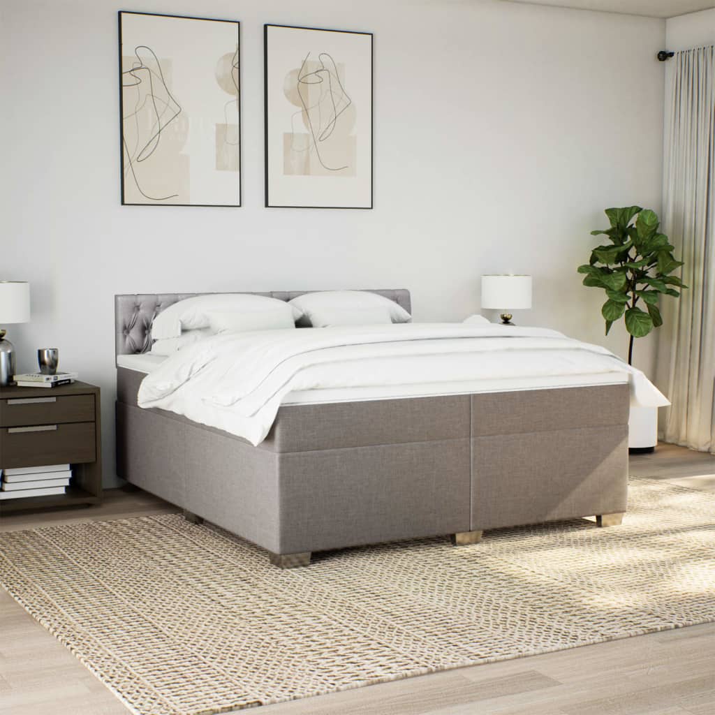 Sommier à lattes de lit avec matelas Taupe 200x200 cm Tissu