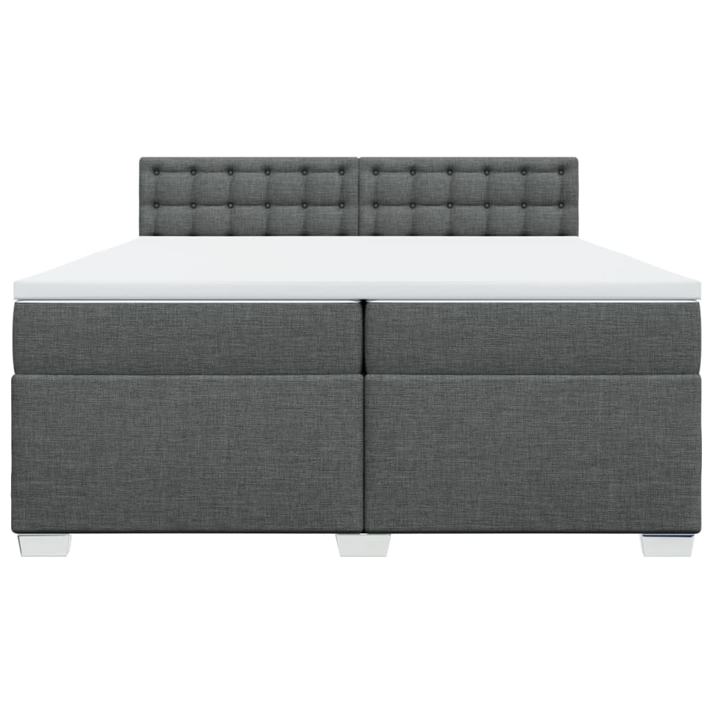 Sommier à lattes de lit avec matelas Gris foncé 200x200cm Tissu