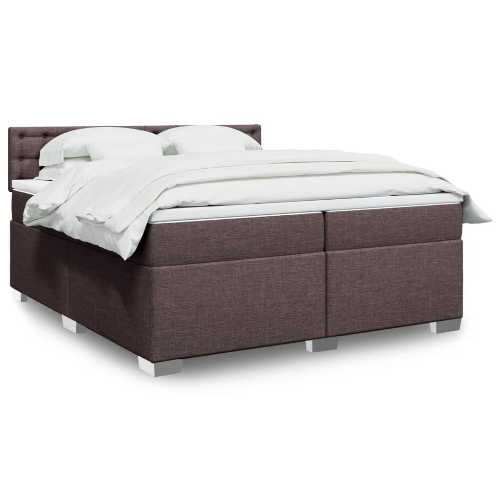 Slatted bed base with mattress Dark brown 200x200 cm