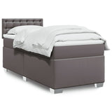 Bed slatted base with mattress Grey 80x200 cm Faux leather