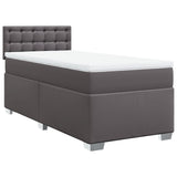 Slatted bed base with mattress Grey 90x190 cm Faux leather