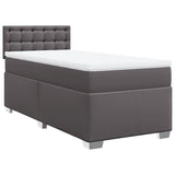 Bed slatted base with mattress Grey 90x200 cm Faux leather