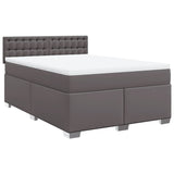 Slatted bed base with mattress Grey 160x200 cm Faux leather