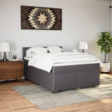 Slatted bed base with mattress Grey 160x200 cm Faux leather