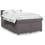 Slatted bed base with mattress Grey 160x200 cm Faux leather