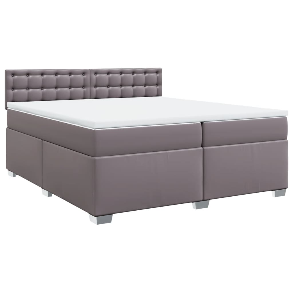 Bed slatted base with mattress Grey 200x200 cm Faux leather