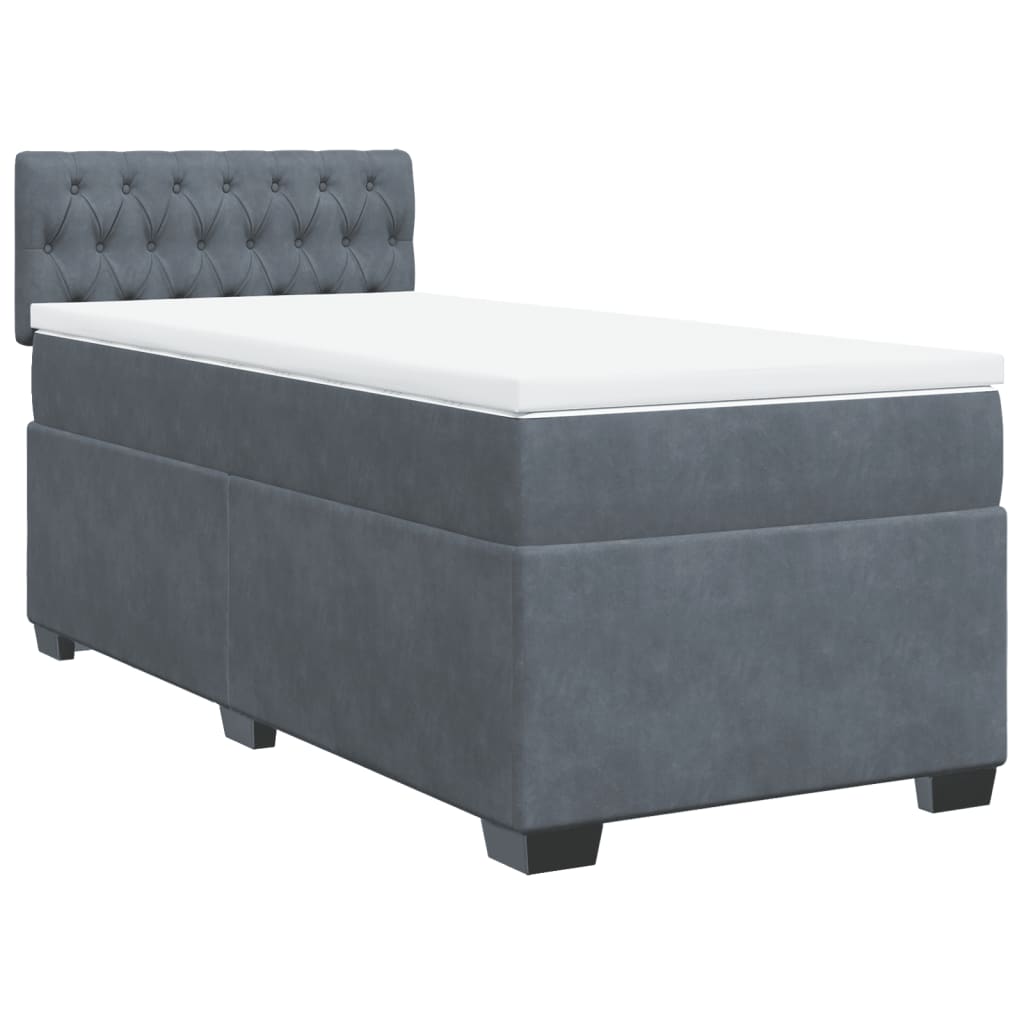 Slatted bed base and mattress Dark grey 80x200 cm Velvet