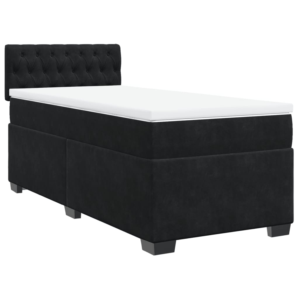 Black 80x200 cm Velvet slatted bed base and mattress