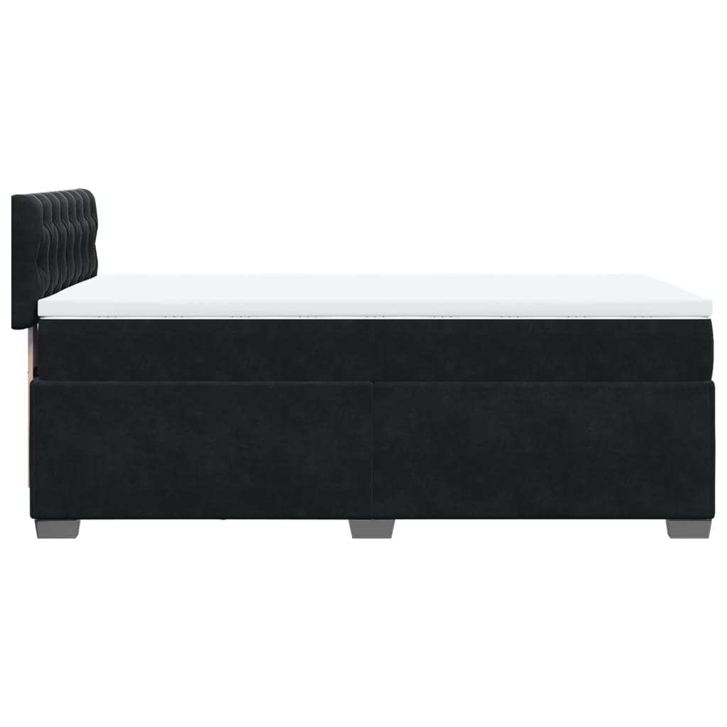 Black 80x200 cm Velvet slatted bed base and mattress