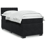 Black 80x200 cm Velvet slatted bed base and mattress