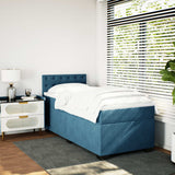 Slatted bed base with blue mattress 90x190 cm velvet