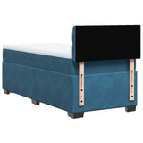 Slatted bed base with blue mattress 90x190 cm velvet