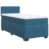 Slatted bed base with blue mattress 90x190 cm velvet