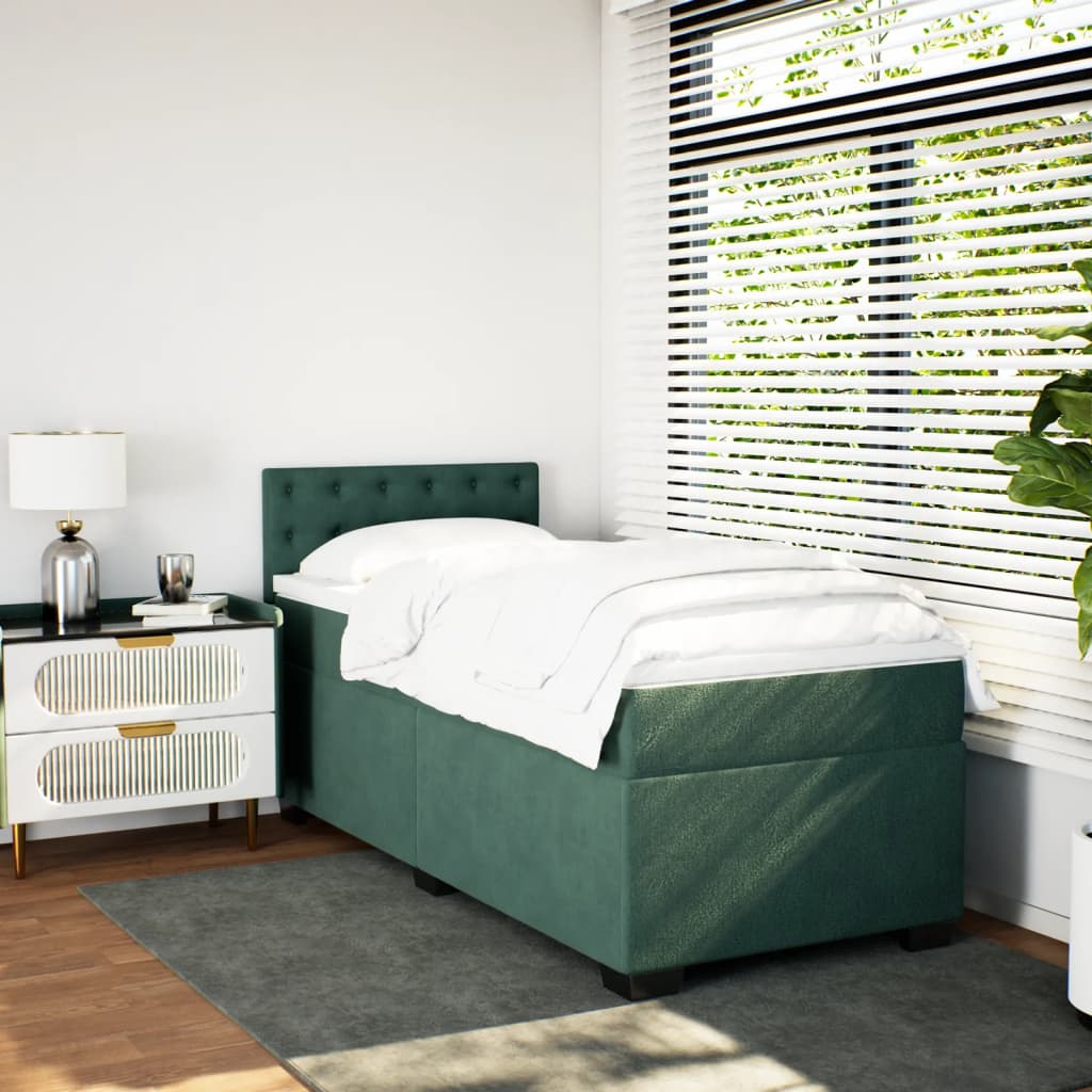 Slatted bed base with mattress Dark green 90x200 cm