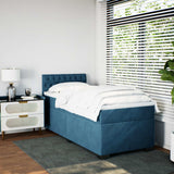 Slatted bed base with blue mattress 100x200 cm