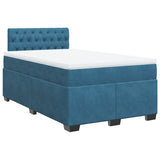 Slatted bed base and blue mattress 120x200 cm velvet