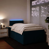 Slatted bed base and blue mattress 120x200 cm velvet