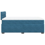 Slatted bed base and blue mattress 120x200 cm velvet