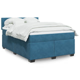 Slatted bed base and blue mattress 140x200 cm velvet