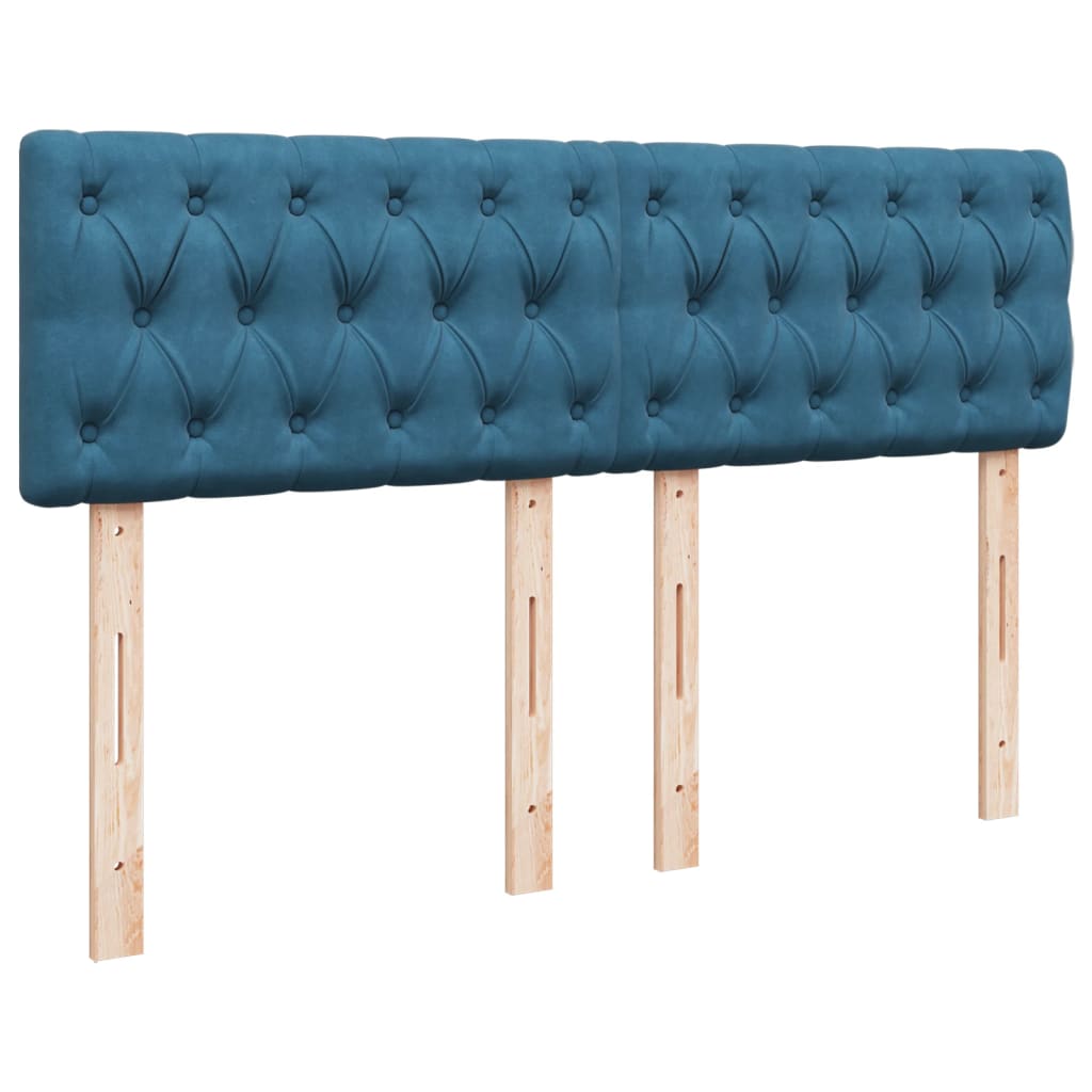 Slatted bed base and blue mattress 140x200 cm velvet