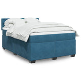 Slatted bed base and blue mattress 140x200 cm velvet